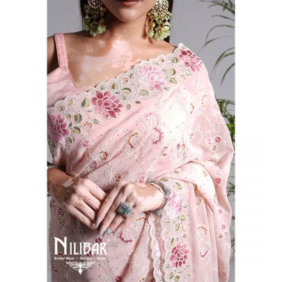 Light Peach Georgette Saree