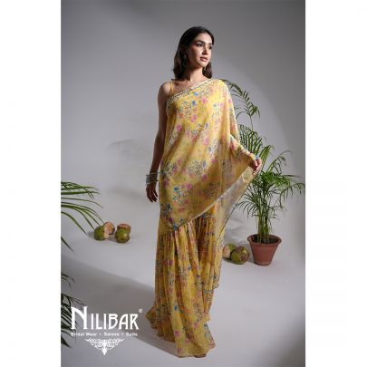 Yellow Georgette Printed Garara Suit