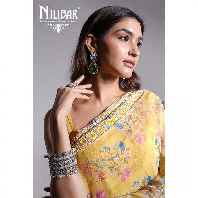 Yellow Georgette Printed Garara Suit