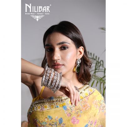 Yellow Georgette Printed Garara Suit