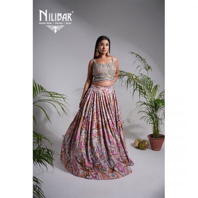Multicolor Crepe Net Lehenga