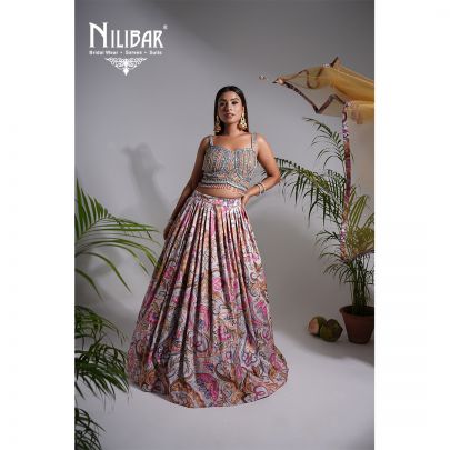 Multicolor Crepe Net Lehenga