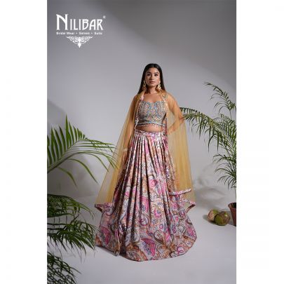 Multicolor Crepe Net Lehenga