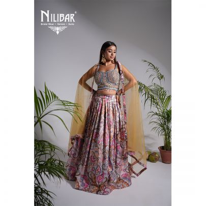Multicolor Crepe Net Lehenga