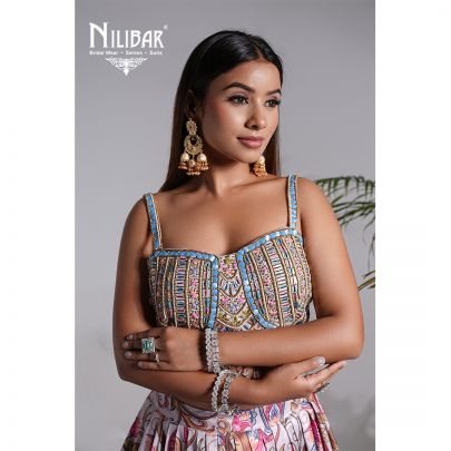 Multicolor Crepe Net Lehenga