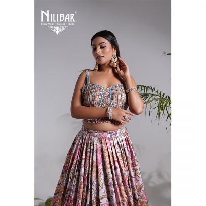 Multicolor Crepe Net Lehenga