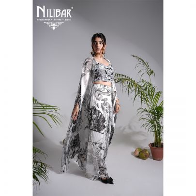 White Black Chinon Jacket Style Set
