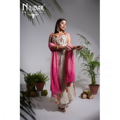 Ivory Lame Embroidered Palazzo Set