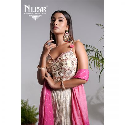 Ivory Lame Embroidered Palazzo Set