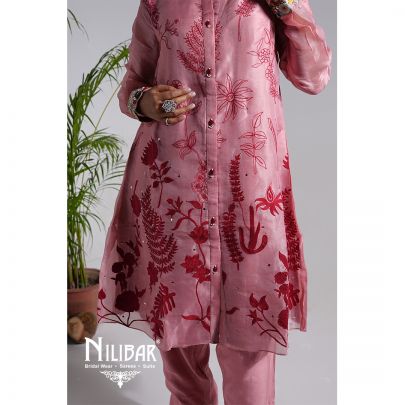 Onion Pink Linen Pant Suit