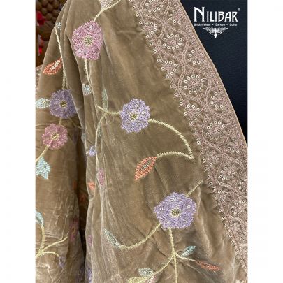 Latte Beige Velvet Dupatta