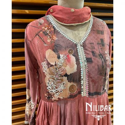 Blush Red Crepe Anarkali