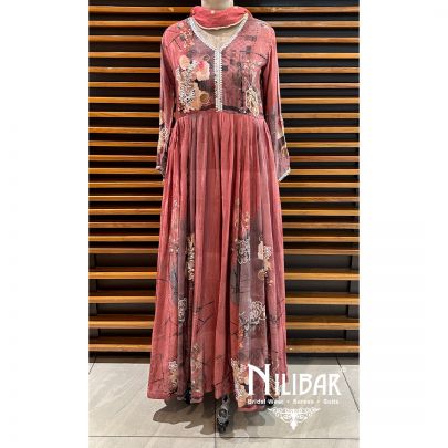 Blush Red Crepe Anarkali