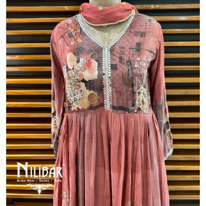 Blush Red Crepe Anarkali