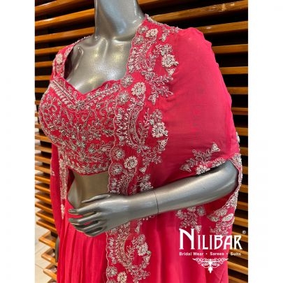 Pink Silk Embroidered Jacket Set