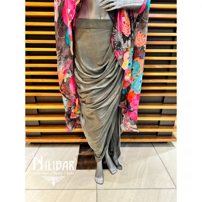 Grey Organza Embroidered Jacket Set
