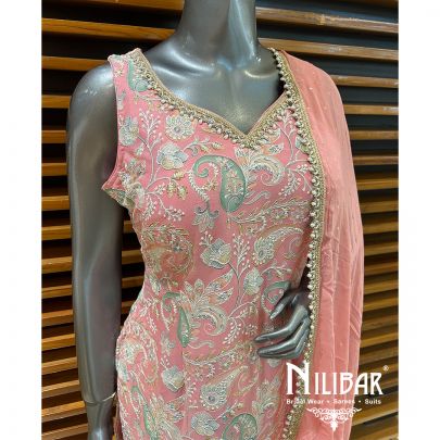 Salmon Pink Georgette Garara Suit
