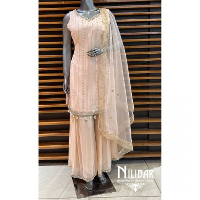 Light Peach Georgette Palazzo Suit