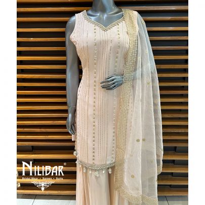 Light Peach Georgette Palazzo Suit