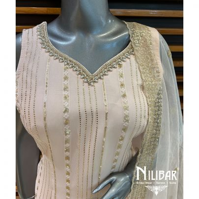 Light Peach Georgette Palazzo Suit