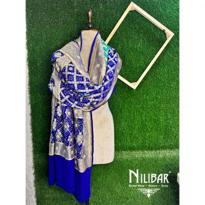 Navy Blue Georgette Bandhani Dupatta