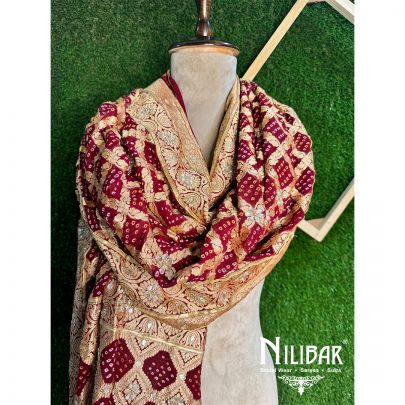 Mehroon Georgette Bandhani Dupatta