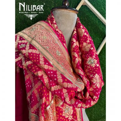 Pink Georgette Bandhani Dupatta