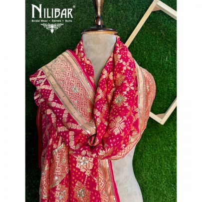 Pink Georgette Bandhani Dupatta