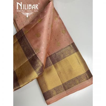 Light Peach Kanjeevaram Silk Saree