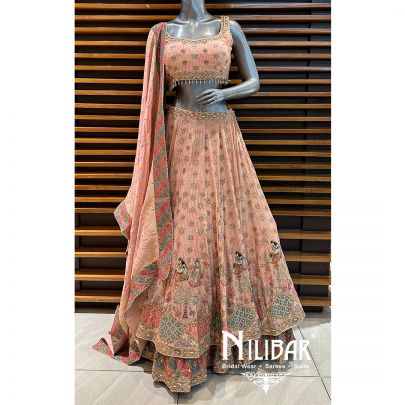 Light Pink Crepe Casual Lehenga