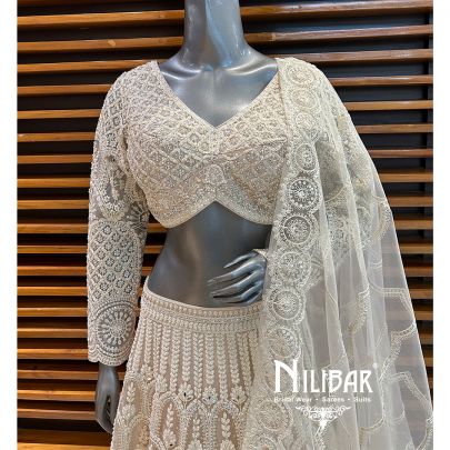 Ivory Net Pearl Casual Lehenga