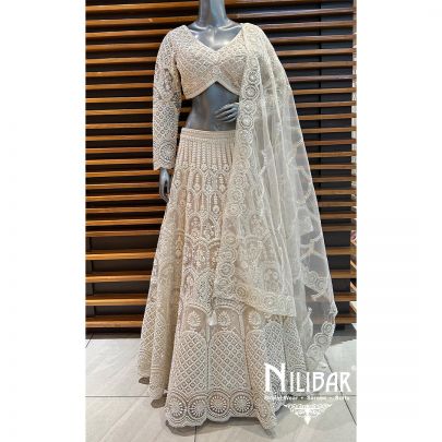 Ivory Net Pearl Casual Lehenga
