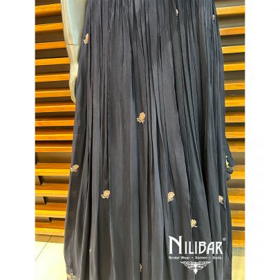 Navy Blue Chinon Casual Lehenga