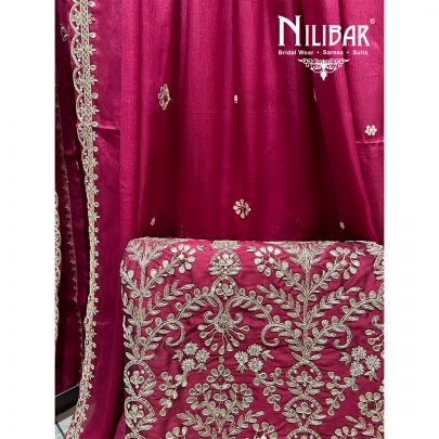 Mehroon Gawadian Silk Sequin Unstitched Suit