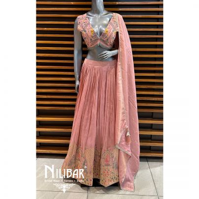 Pink Lame Silk Casual Lehenga