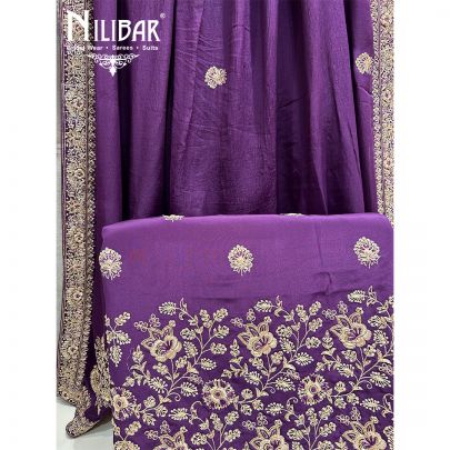 Dark Purple Crepe Bridal Unstitched Suit