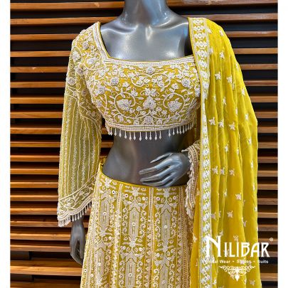 Pineapple Georgette Heavy Lehenga