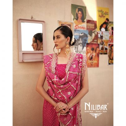 Hot Pink Silk Beautifully Embellished Bandhani Saree