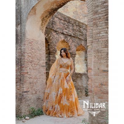 Bhavya Atreja In Our Light Brown Organza Printed Casual Lehenga