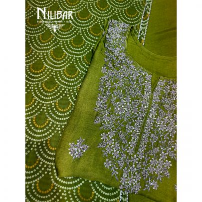 Light Mehandi Green Silk Semi Unstitched Suit