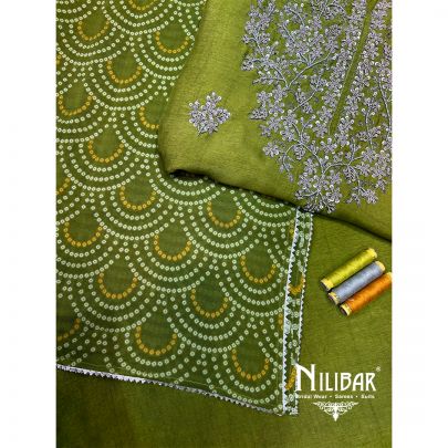 Light Mehandi Green Silk Semi Unstitched Suit
