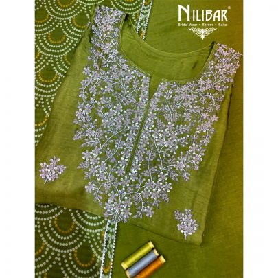 Light Mehandi Green Silk Semi Unstitched Suit
