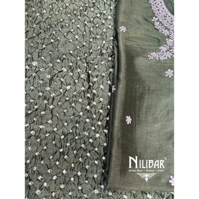 Dark Green Silk Semi Unstitched Suit