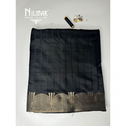 Black Silk Weave Unstitched Suit
