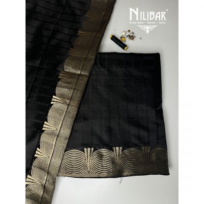 Black Silk Weave Unstitched Suit