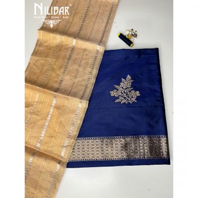 Blue Silk Weave Unstitched Suit