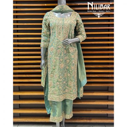 Green Lamé Silk Pant Suit