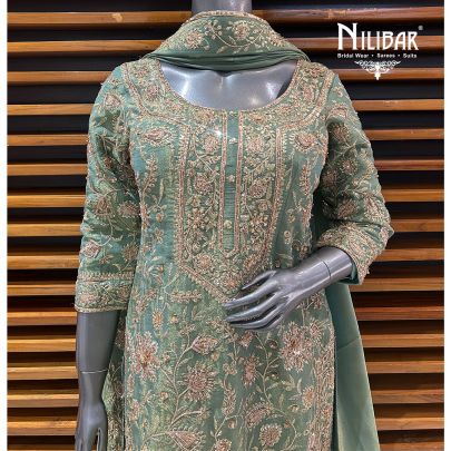 Green Lamé Silk Pant Suit