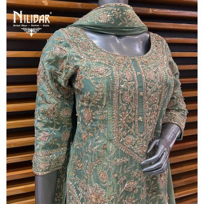 Green Lamé Silk Pant Suit