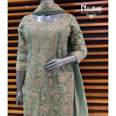 Green Lamé Silk Pant Suit